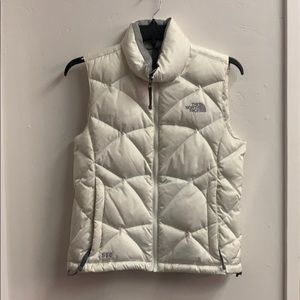 The North Face white 550 puffy vest